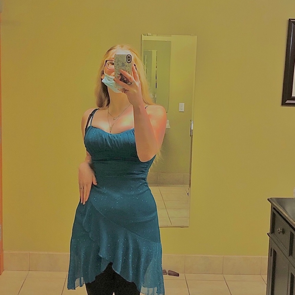Teal sparkle dress